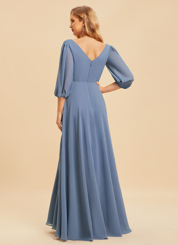 Robe Demoiselle D'Honneur À Volants Rose Pâle - gallery 1