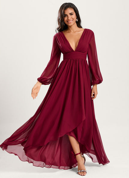 Robe Demoiselle D'Honneur Asymétrique Fluide