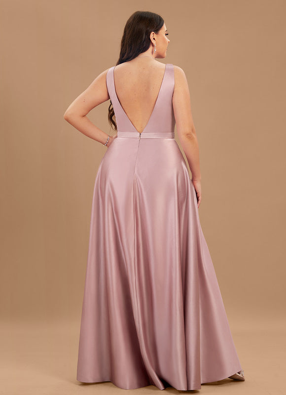 Robe Demoiselle D'Honneur Rose Satin - gallery 9