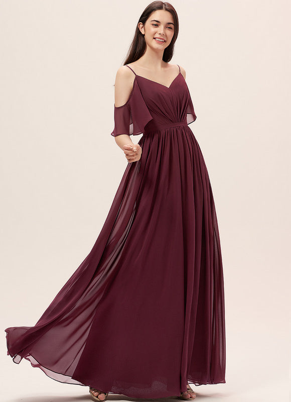 Robe Demoiselle D'Honneur À Volants Rose Pâle - gallery 1