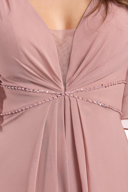 Robe Demoiselle D'Honneur Mousseline Beige - gallery 5