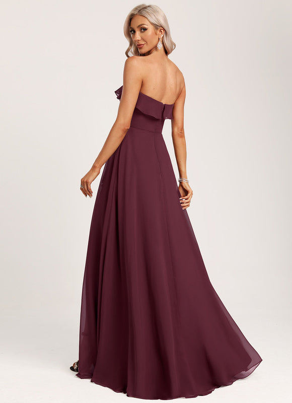 Robe Demoiselle D'Honneur Drapée Bordeaux - gallery 6