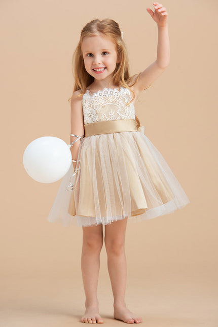 Robe Demoiselle D'Honneur Beige Doré - gallery 2