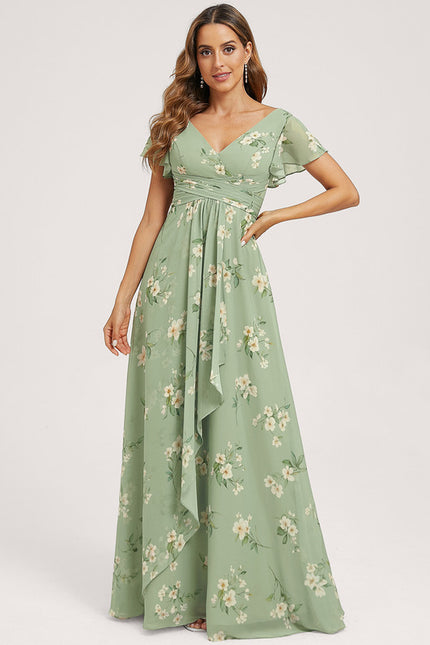 Robe Demoiselle D'Honneur À Volants Rose Pâle