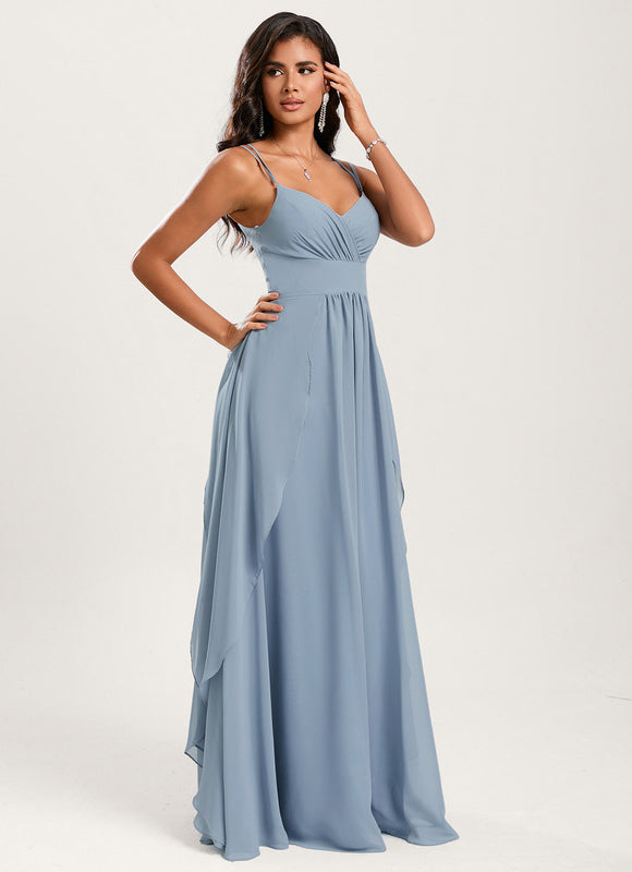 Robe Demoiselle D'Honneur À Volants Rose Pâle - gallery 1