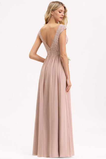 Robe Demoiselle D'Honneur Fluide Rose Pâle - gallery 1