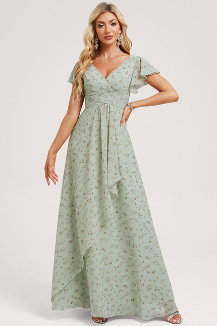 Robe Demoiselle D'Honneur À Volants Rose Pâle