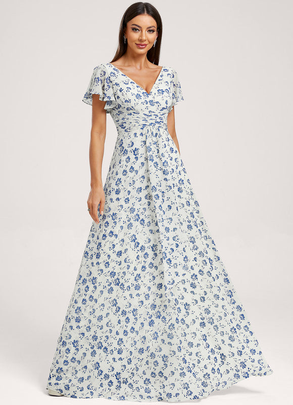 Robe Demoiselle D'Honneur À Volants Rose Pâle