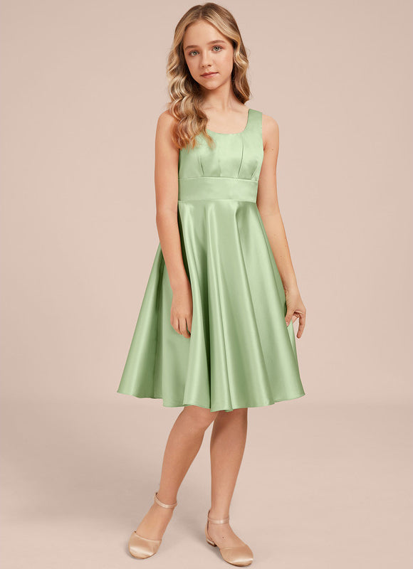Robe Demoiselle D'Honneur Satin Vert Pastel - gallery 1