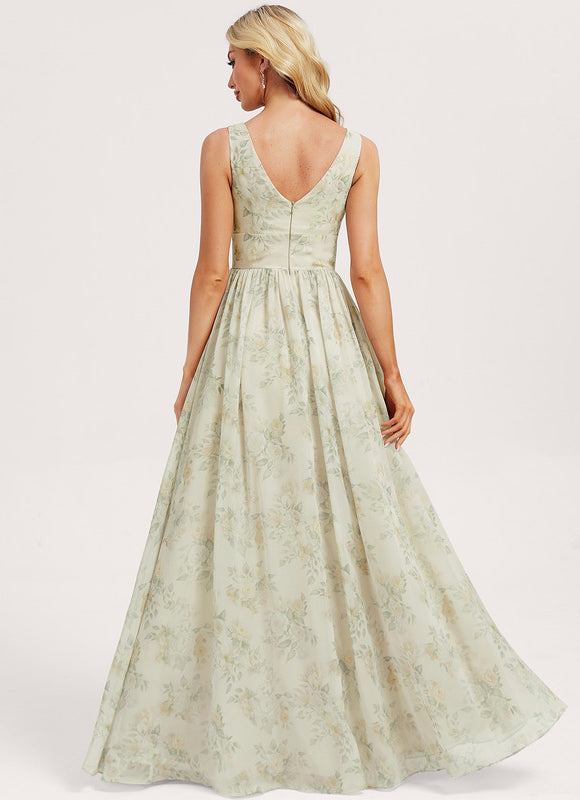 Robe Demoiselle D'Honneur Mousseline Beige - gallery 5