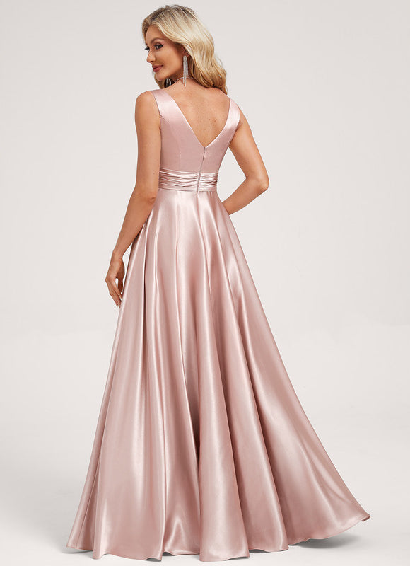 Robe Longue Satin Demoiselle D'Honneur - gallery 4