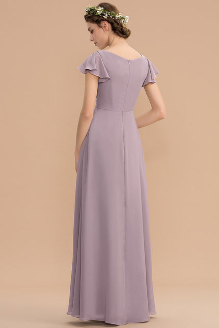 Robe Demoiselle D'Honneur À Volants Rose Pâle - gallery 1