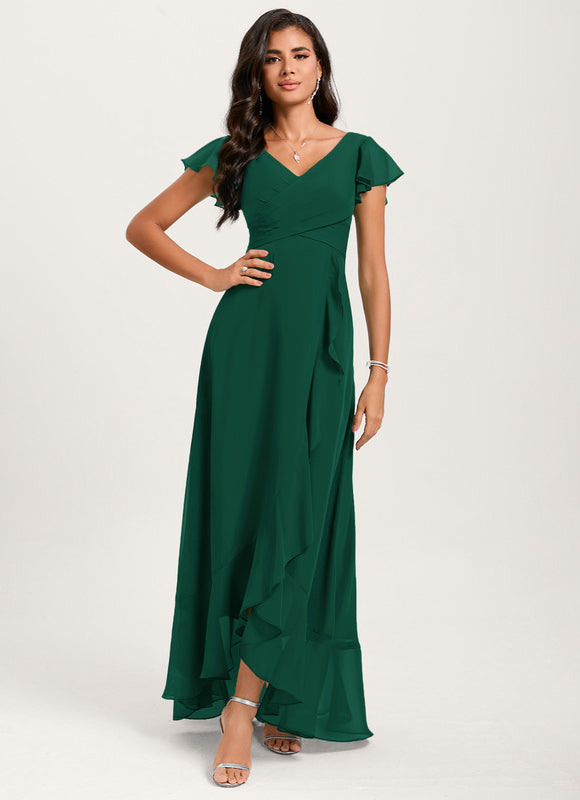 Robe Demoiselle D'Honneur Asymétrique Fluide