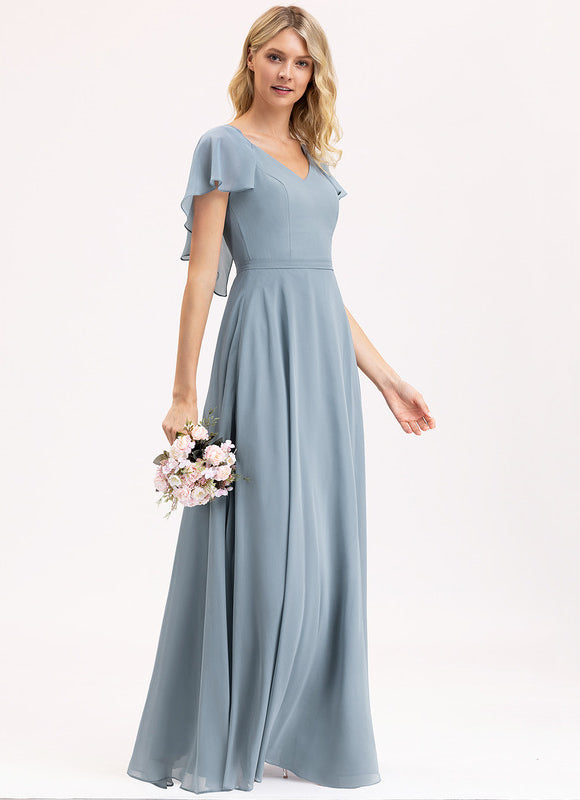 Robe Demoiselle D'Honneur À Volants Rose Pâle - gallery 2