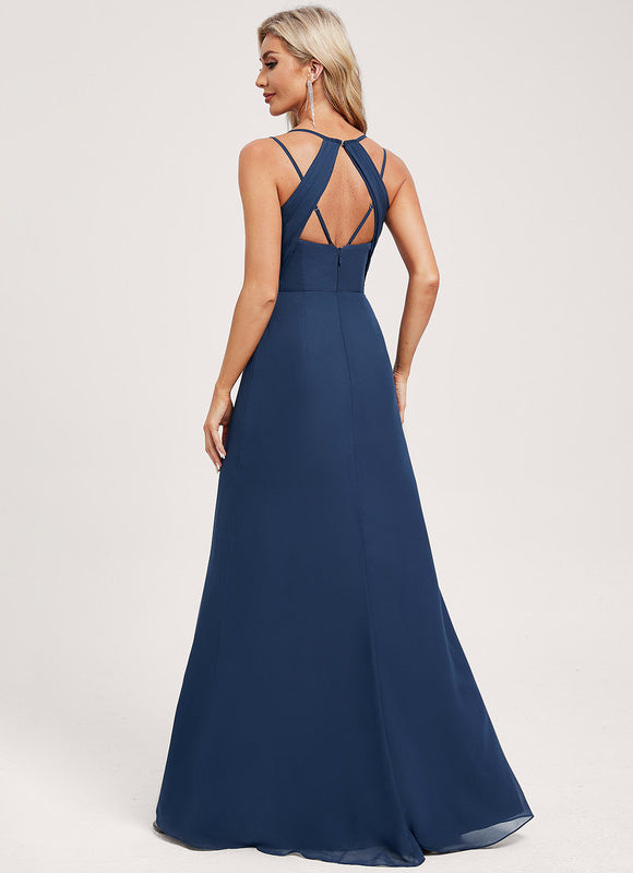 Robe Demoiselle D'Honneur Mousseline Beige - gallery 4