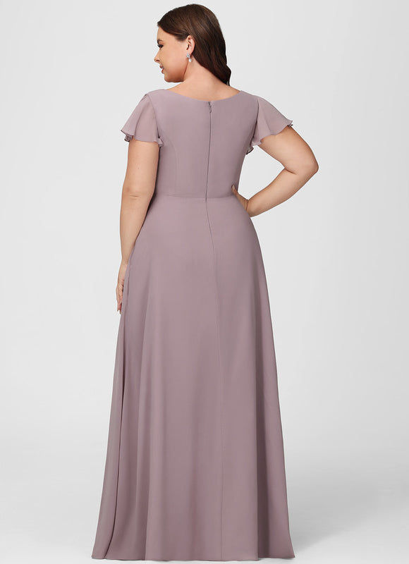 Robe Demoiselle D'Honneur À Volants Rose Pâle - gallery 5