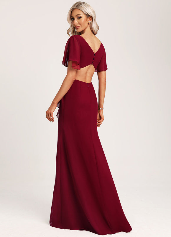Robe Demoiselle D'Honneur À Volants Rose Pâle - gallery 4