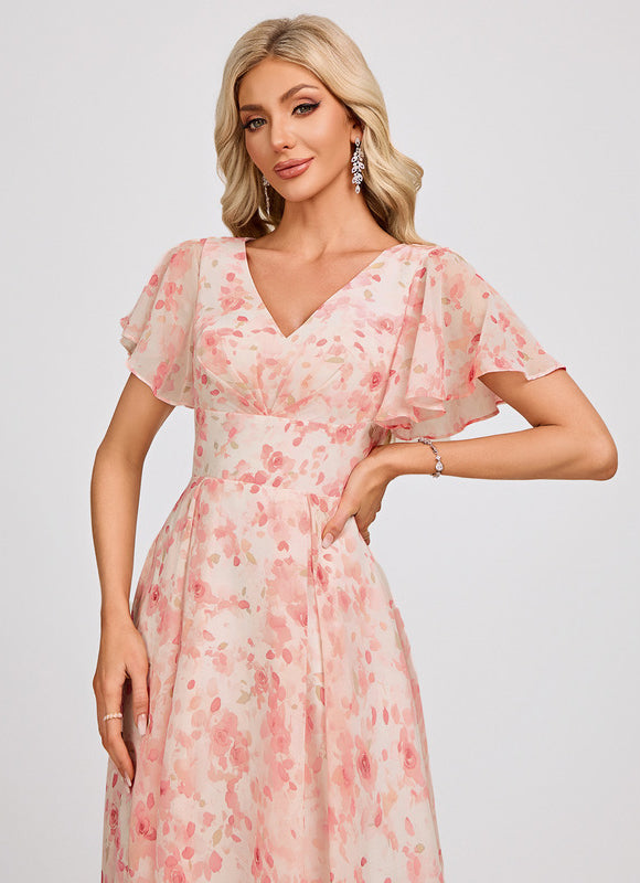 Robe Demoiselle D'Honneur Asymétrique Fluide - gallery 4