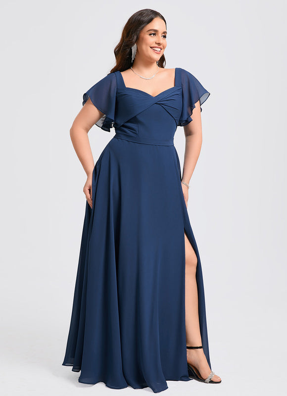 Robe Demoiselle D'Honneur À Volants Rose Pâle - gallery 7