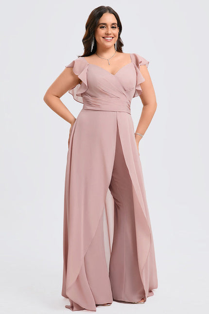 Robe Demoiselle D'Honneur Vaporeuse Rose - gallery 8