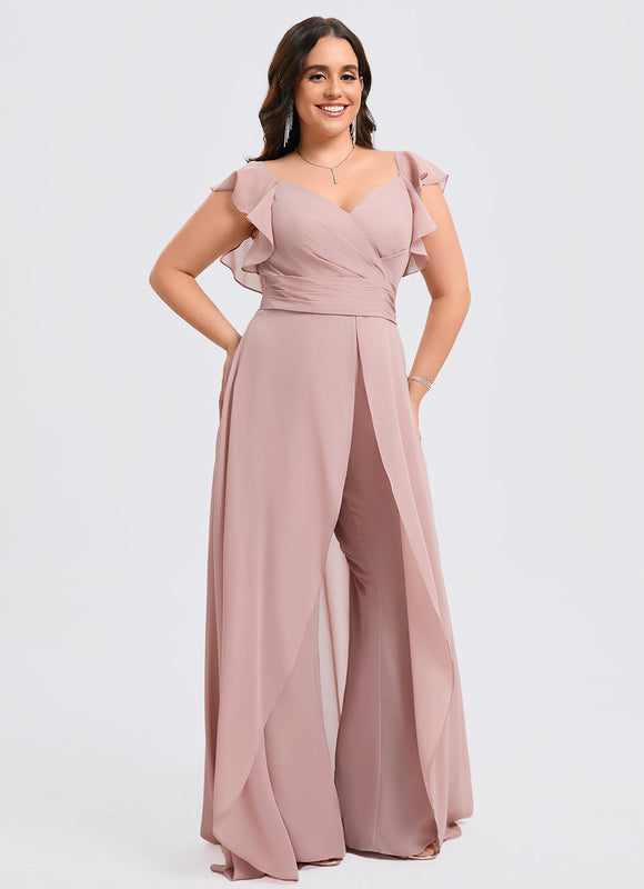 Robe Demoiselle D'Honneur Vaporeuse Rose - gallery 8