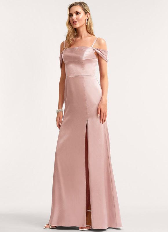 Robe Demoiselle D'Honneur Satin Rose Poudré - gallery 2