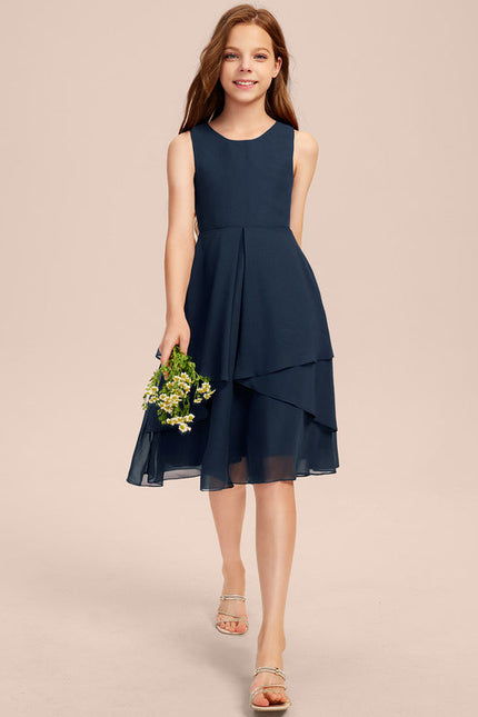 Robe Demoiselle D'Honneur Bleu Nuit Fluide - gallery 1