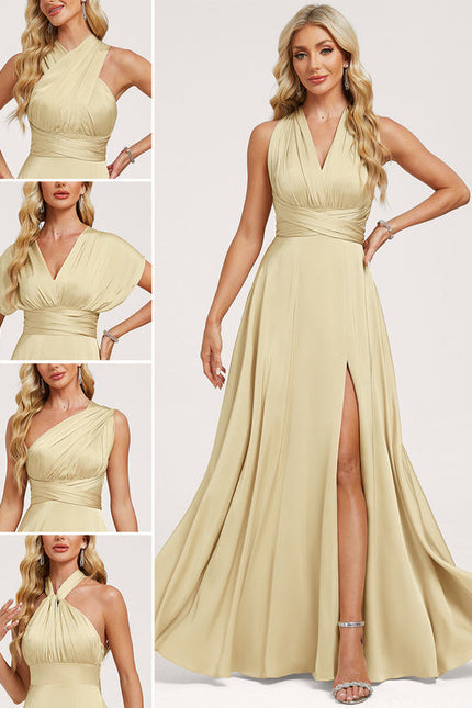 Robe Demoiselle D'Honneur Jaune Pale