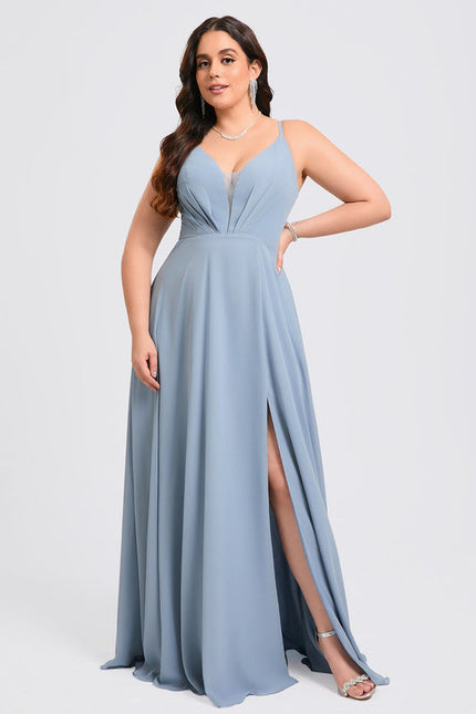 Robe Demoiselle D'Honneur Mousseline Beige - gallery 9