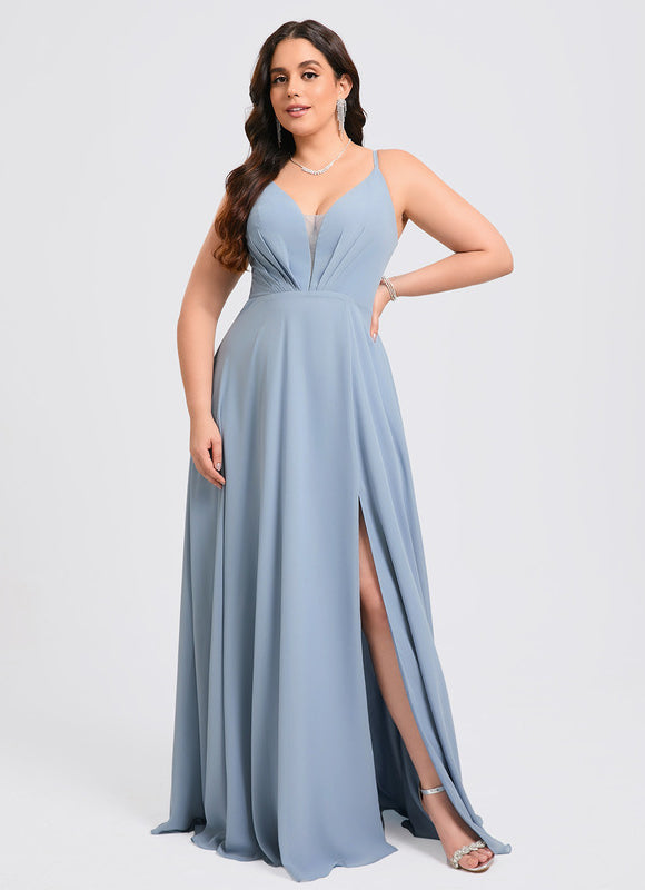 Robe Demoiselle D'Honneur Mousseline Beige - gallery 9