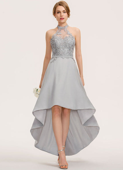 Robe Demoiselle D'Honneur Gris Élégant Flottant