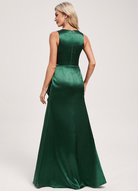 Robe Demoiselle D'Honneur Éclat Vert Satiné - gallery 4