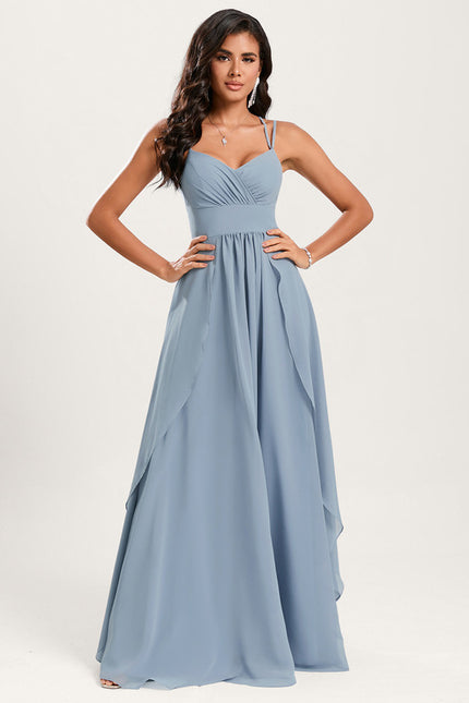 Robe Demoiselle D'Honneur À Volants Rose Pâle - gallery 3