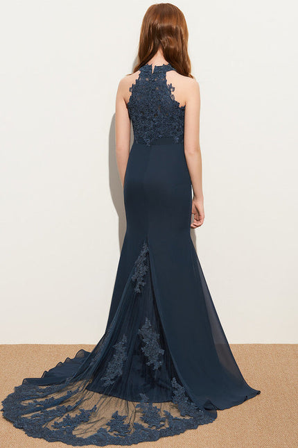 Robe Demoiselle D'Honneur Nuit Marine Élégante - gallery 1