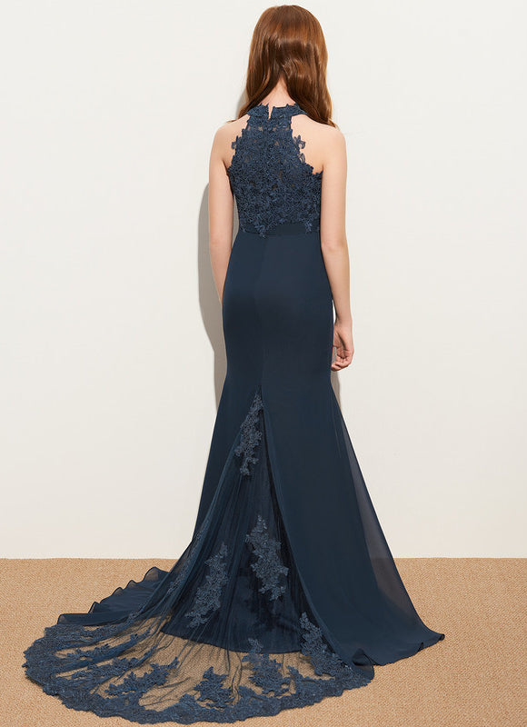 Robe Demoiselle D'Honneur Nuit Marine Élégante - gallery 1