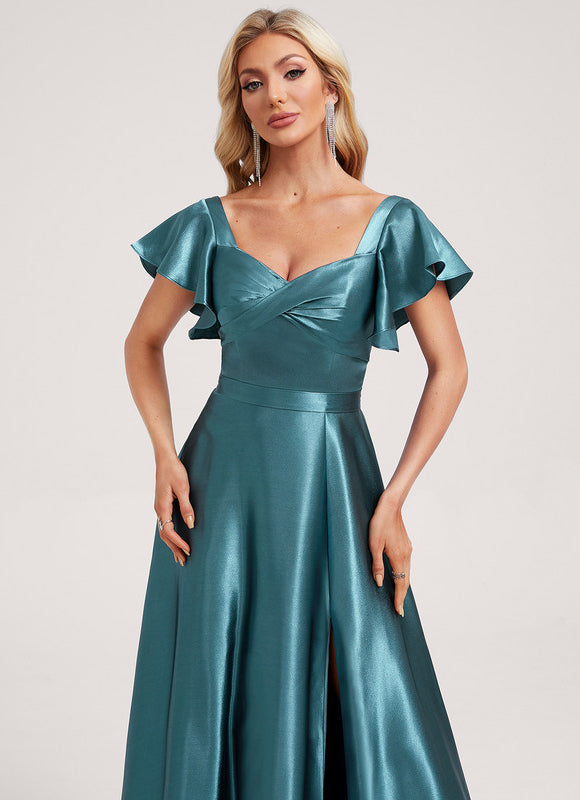 Robe Demoiselle D'Honneur Satin Vert Émeraude - gallery 4