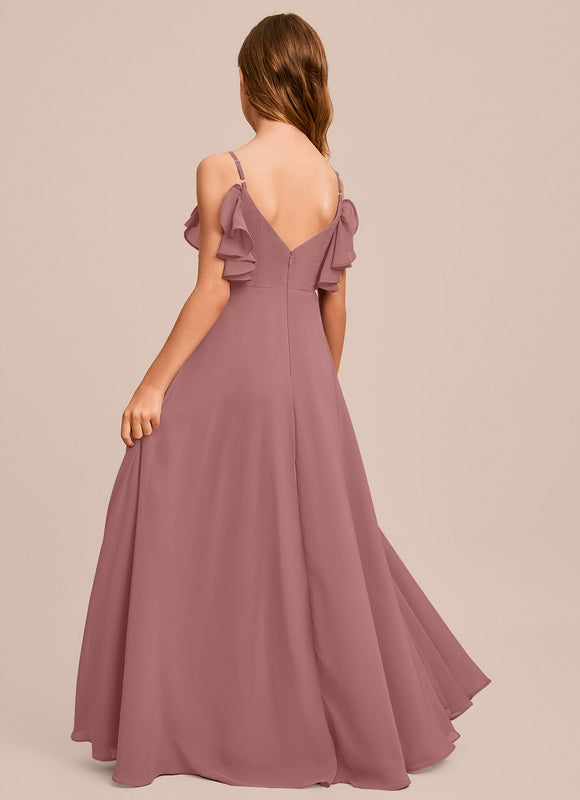 Robe Demoiselle D'Honneur Mousseline Ciel - gallery 1