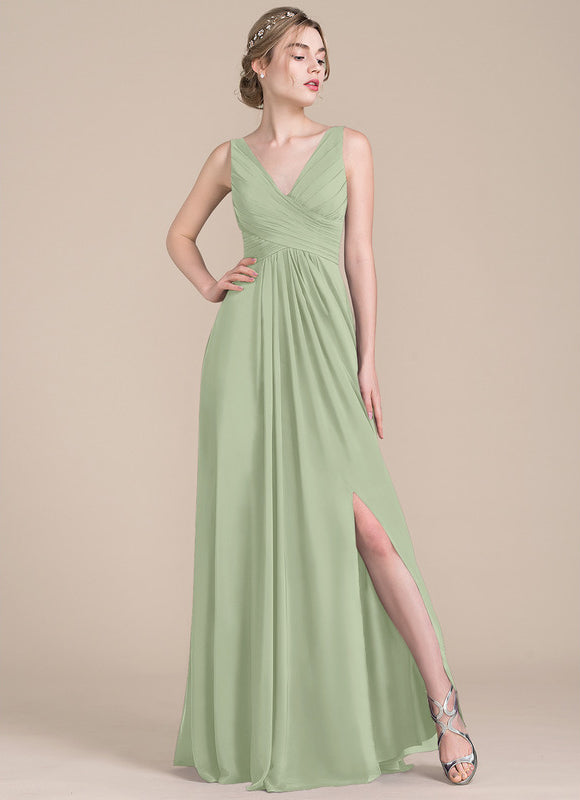 Robe Demoiselle D'Honneur À Volants Rose Pâle