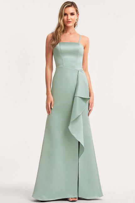 Robe Demoiselle D'Honneur Satinée Vert Deau