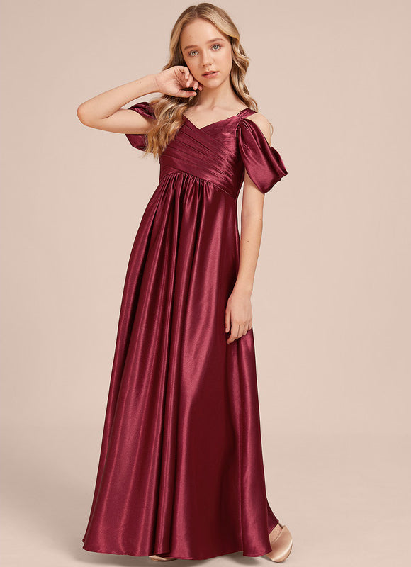 Robe Demoiselle D'Honneur Satin Bordeaux - gallery 3