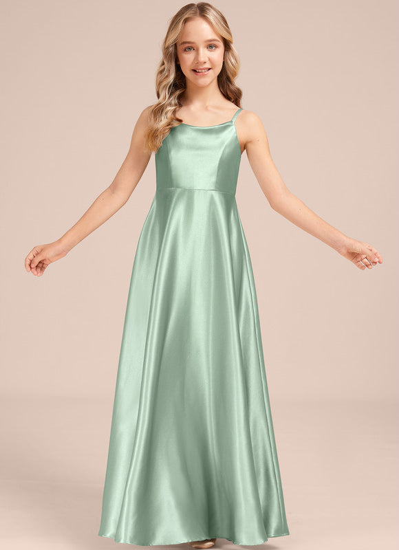 Robe Demoiselle D'Honneur Satin Menthe - gallery 4
