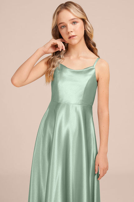 Robe Demoiselle D'Honneur Satin Menthe - gallery 2