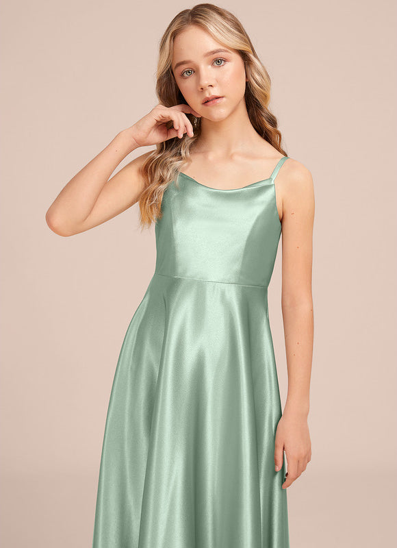Robe Demoiselle D'Honneur Satin Menthe - gallery 2