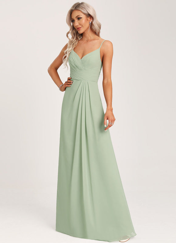 Robe Demoiselle D'Honneur À Volants Rose Pâle - gallery 3