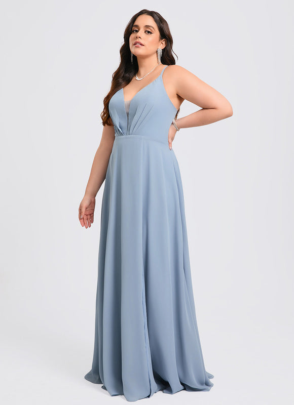 Robe Demoiselle D'Honneur Mousseline Beige - gallery 8