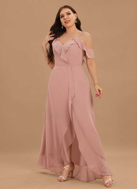 Robe Demoiselle D'Honneur Asymétrique Fluide - gallery 8