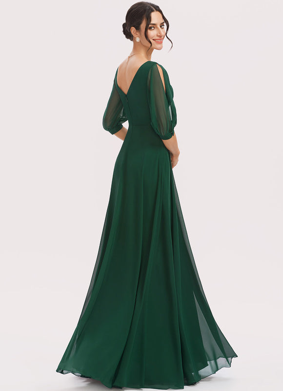 Robe Demoiselle D'Honneur À Volants Rose Pâle - gallery 1