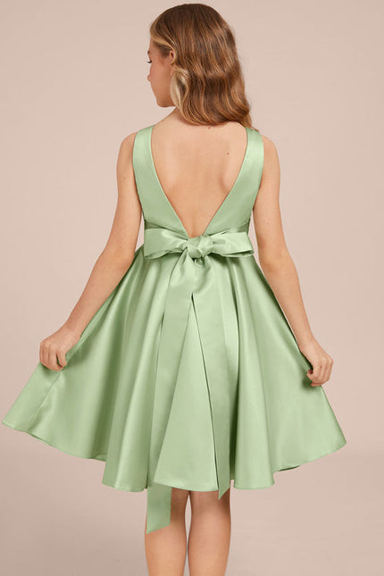 Robe Demoiselle D'Honneur Satin Vert Pastel - gallery 2