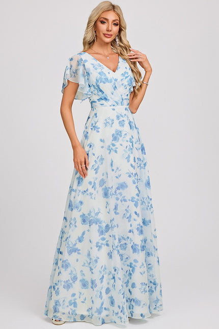 Robe Demoiselle D'Honneur À Volants Rose Pâle - gallery 1