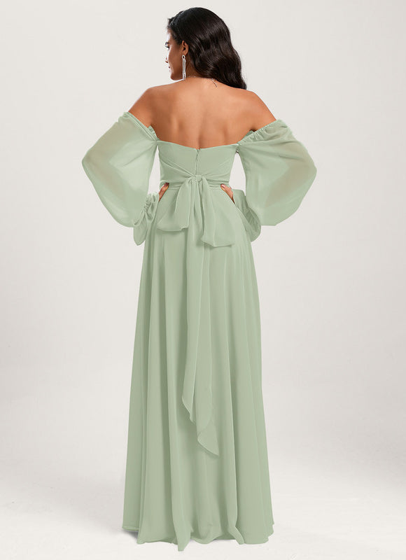 Robe Demoiselle D'Honneur Fluide Vert Doux - gallery 9